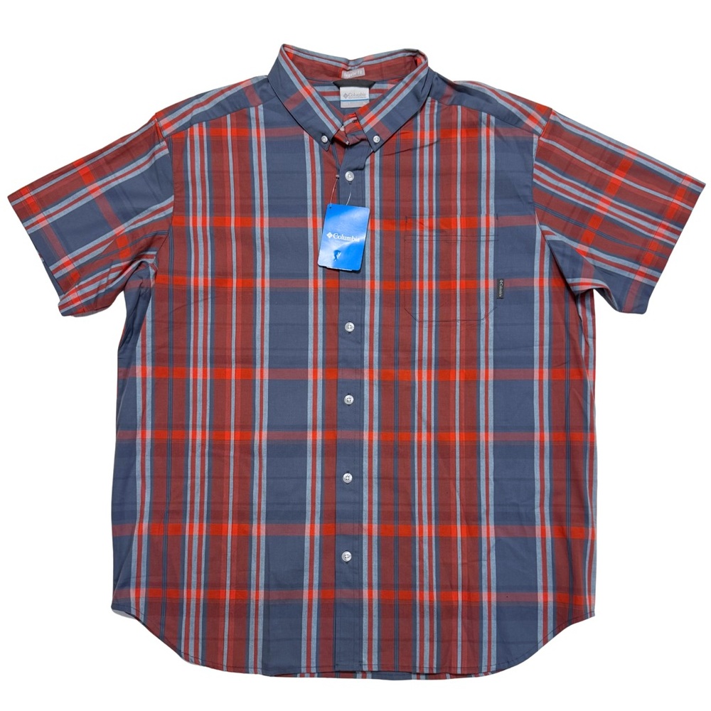 Columbia Rapid Rivers II Men's Plaid Short Sleeve Stretch Button Shirt XL NWT